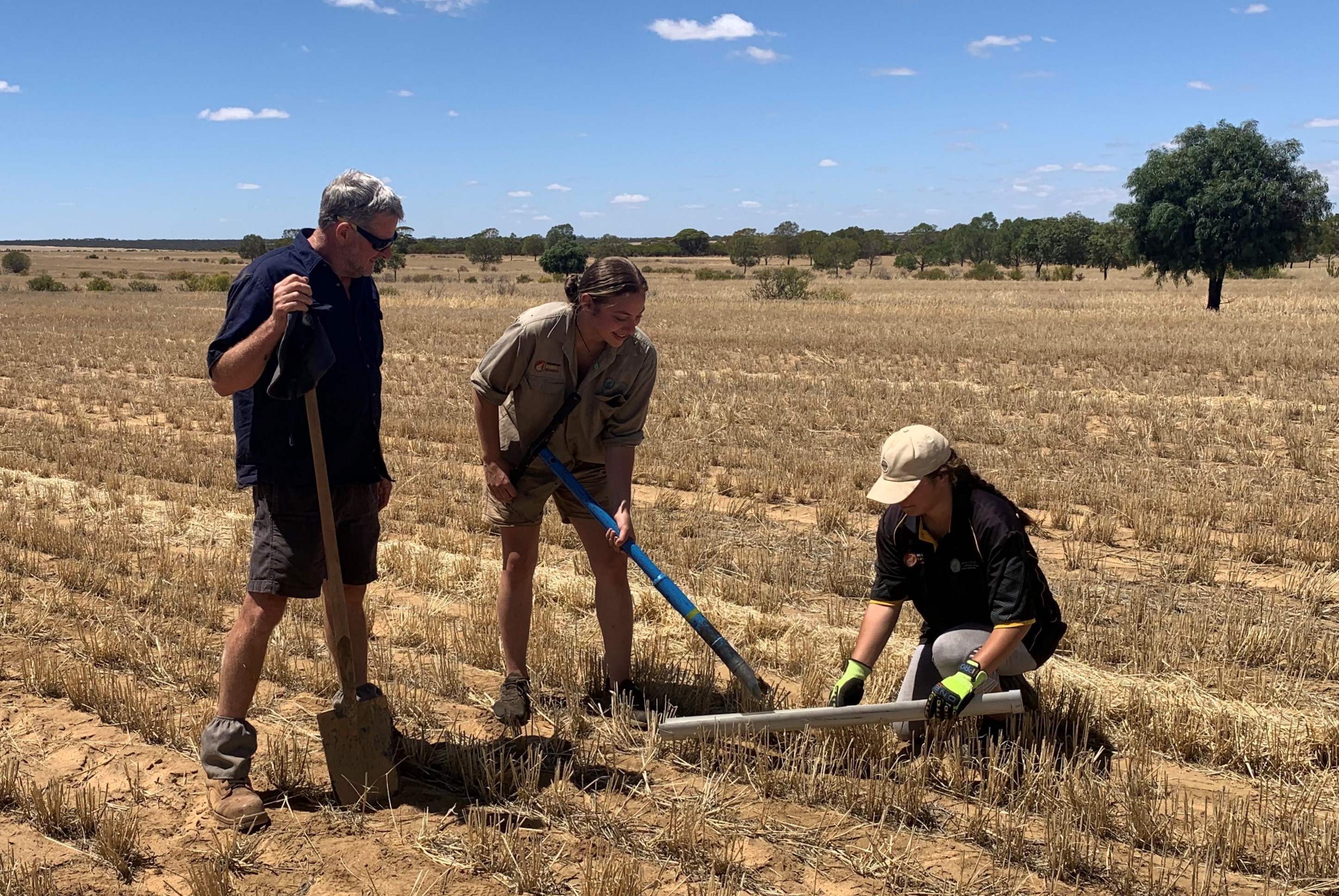 Gabbin farmer Rob Grylls conducts soil sampling with the Noongar Budjar Rangers